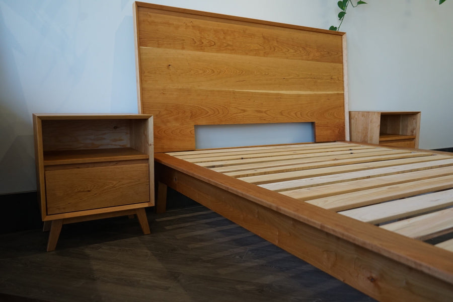Natural Mattress  Bed Frame Mid Century Solid Cherrywood Bed Frame