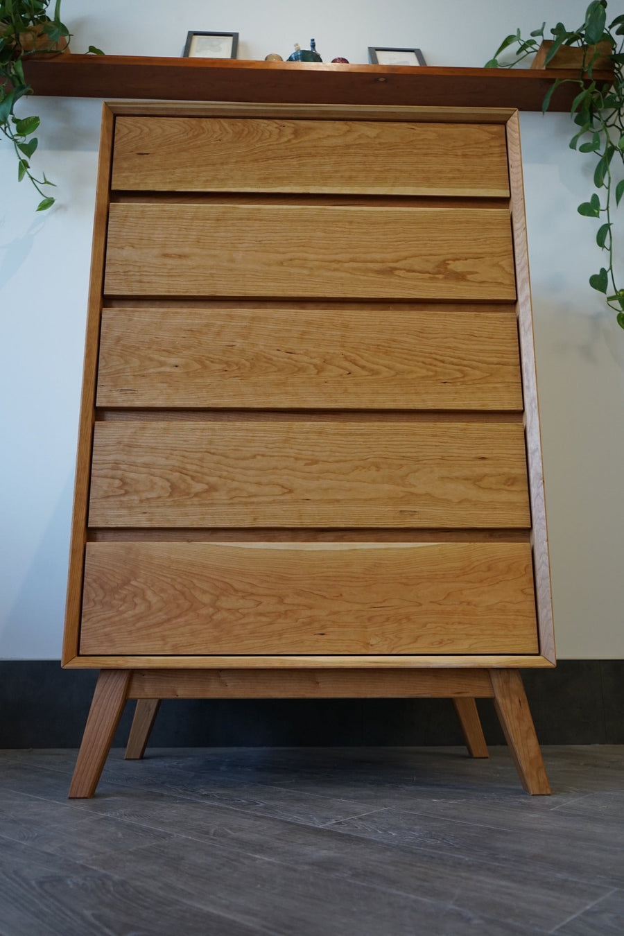 Natural Mattress Dresser Mid Century Solid Cherrywood Dresser - Vertical