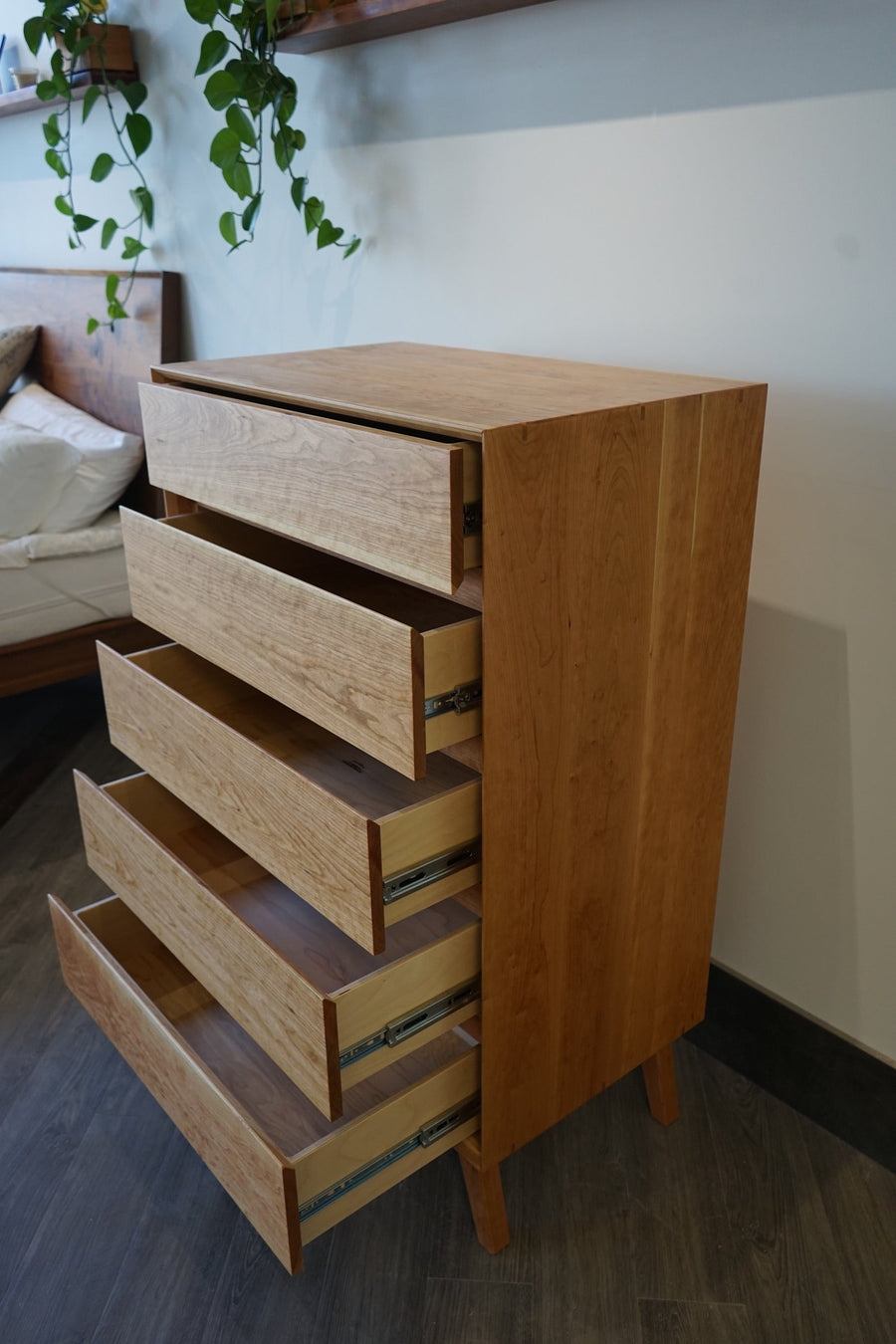 Natural Mattress Dresser Mid Century Solid Cherrywood Dresser - Vertical