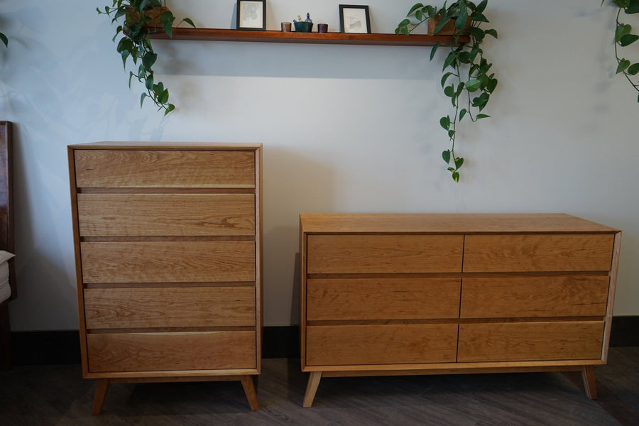 Natural Mattress Dresser Mid Century Solid Cherrywood Dresser - Vertical